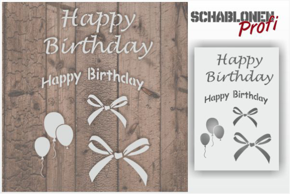 Happy Birthday Schablonen Set Luftballon