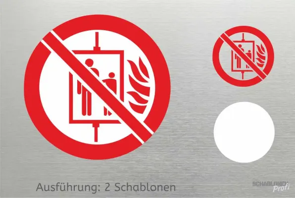 Preview: Aufzug-im-Brandfall-nicht-benutzen-Schablone2-1153-SchablonenProfi