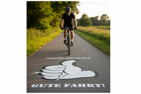 Preview: Radfahrweg Markierung Schablone Daumen hoch