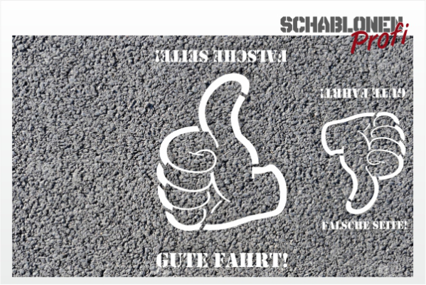 Preview: Radfahrweg Markierung Schablone Daumen hoch