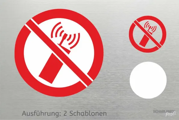 Preview: Schablone-eingeschaltete-Mobiltelefone-Verboten2-1156-SchablonenProfi