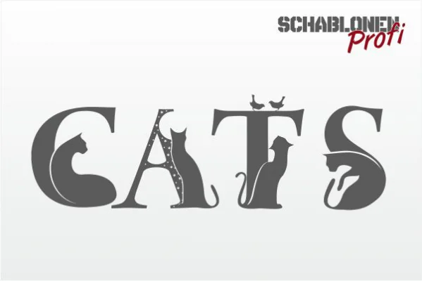 Wandschablone-Cats-W0090.2-by-SchablonenProfi