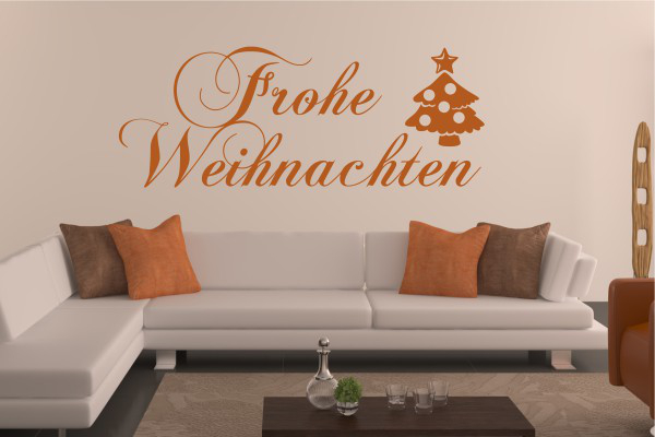 Wandtattoo Frohe Weihnachten mit Christbaum W0039 by-SchablonenProfi