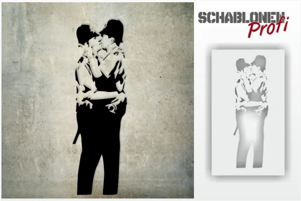 Banksy Kissing-Police Schablone - 1130_SchablonenProfi