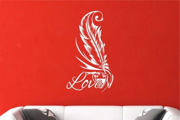 Love-mit-Feder-Wandtattoo_W2289_by-SchablonenProfi Love-mit-Feder-Wandtattoo_W2289_by-SchablonenProfi