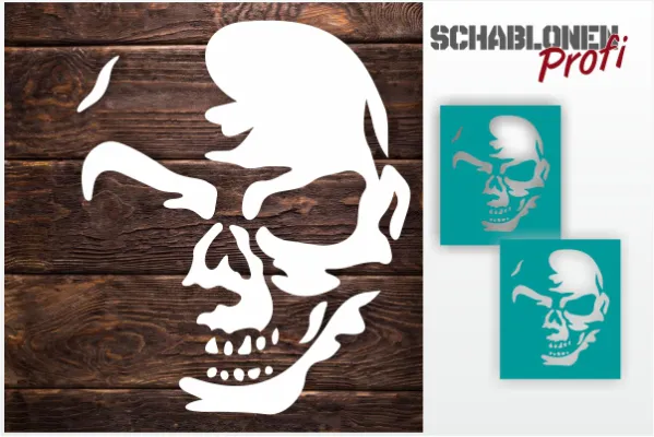 Tattoo Schablone halber Skull Kopf_TA15_by SchablonenProfi